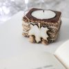 Ahşap Sonbahar Desenli Tealight Mumluk - 3