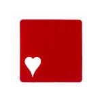 Kırmızı Kalpli Keçe Bardak Altlığı