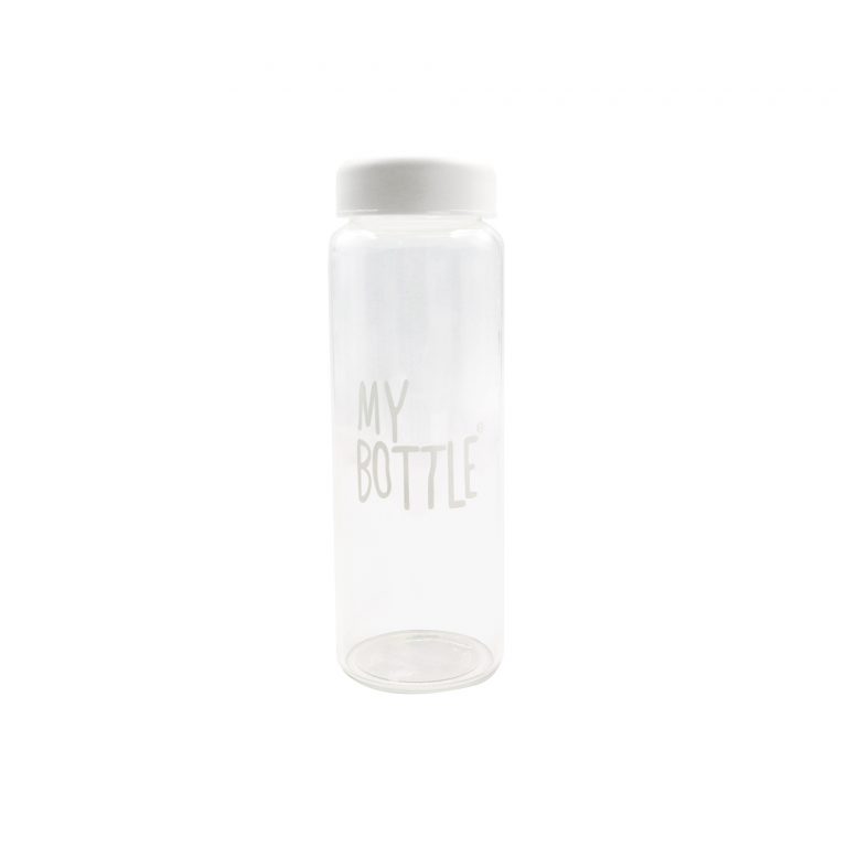 Beyaz Kapaklı Özel Keseli Cam Matara - My Bottle2