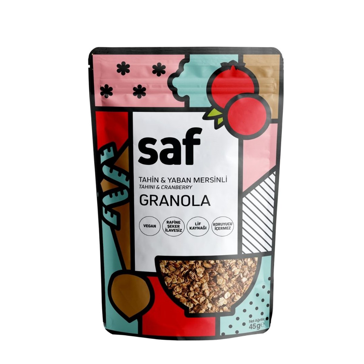 Saf – Tahin & Yaban Mersinli Granola 45 g