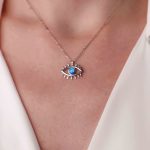 Gümüş - 925 Ayar Gümüş Opal Taşlı Tasarım Kolye