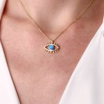 Gold - 925 Ayar Gümüş Opal Taşlı Tasarım Kolye