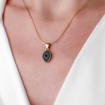 Gold - 925 Ayar Gümüş Özel Tasarım El yapımı Seramik Göz Kolye