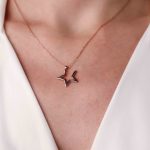 Rose - 925 Ayar Gümüş Swarovski Taşlı Yıldız Motifli Kolye