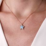 Rose - 925 Ayar Swarovski Taşlı Mavi Mineli Yıldız Kolye