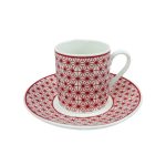 Kırmızı Desenli Porselen Fincan Takımı