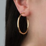 Gold - 925 Ayar Gümüş 14 Ayar Altın Kaplama Halka Küpe