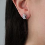 Gümüş - 925 Ayar Gümüş Swarovski Oval Taşlı Küpe