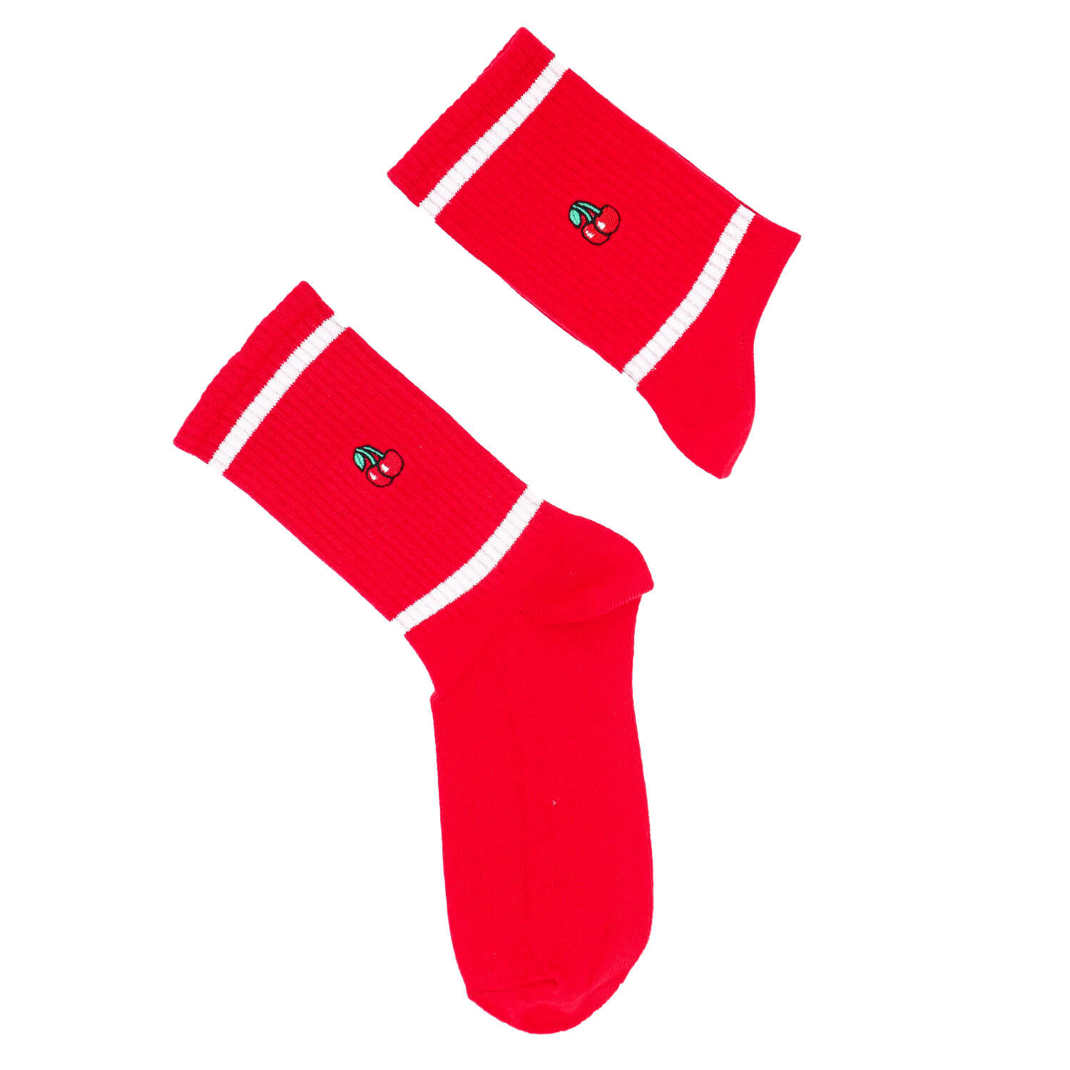 Kiraz Desenli Kırmızı Tenis Çorap