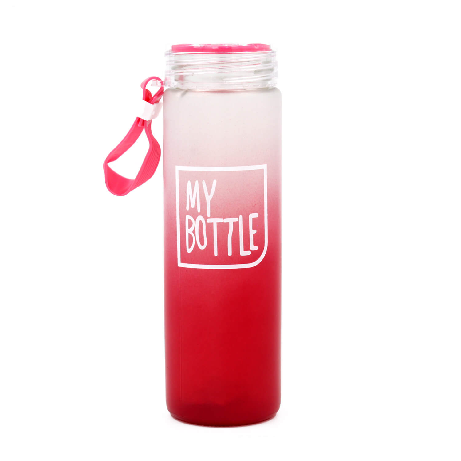 My Bottle Buzlu Cam Matara - Kırmızı