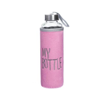 My Bottle Peluş Cam Matara - Pembe