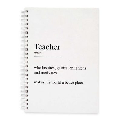 Beyaz Teacher Baskılı Spiralli Defter