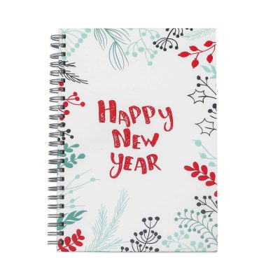 Happy New Year Beyaz Spiralli Defter