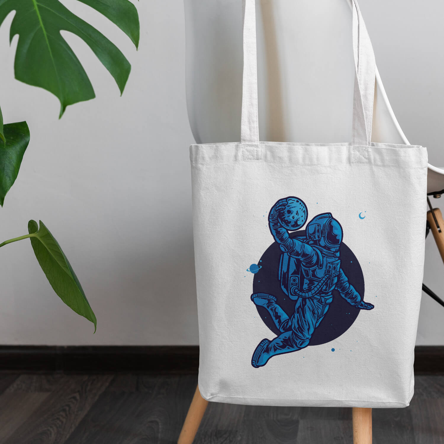 Mavi Astronot Tasarım Bez Çanta