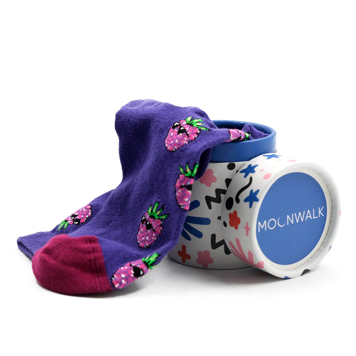 Moonwalk Sock - Gözlüklü Ahududu Desenli Çorap