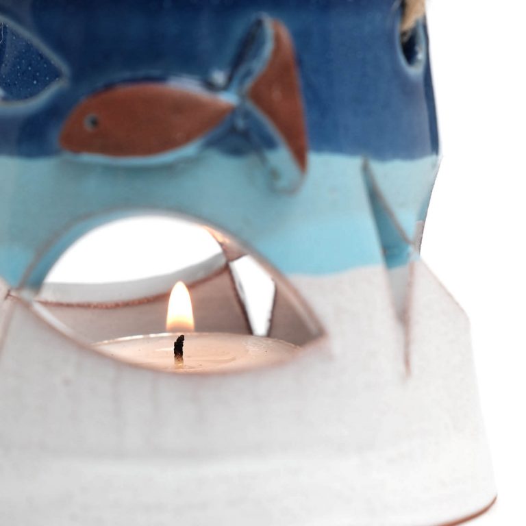 El Yapımı Balık Figürlü Tealight Mumluk - Mavi