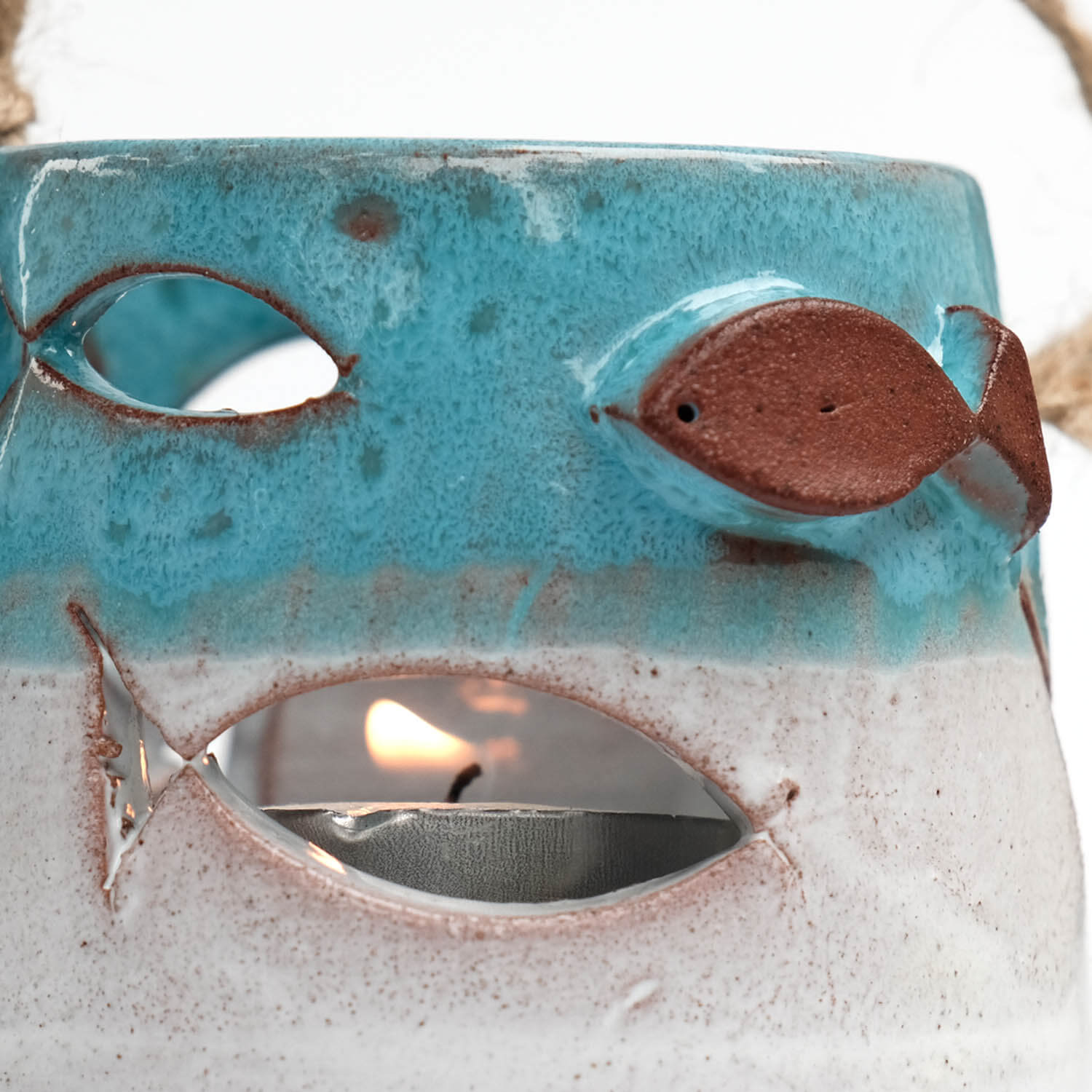 El Yapımı Balık Figürlü Mini Tealight Mumluk - Turkuaz