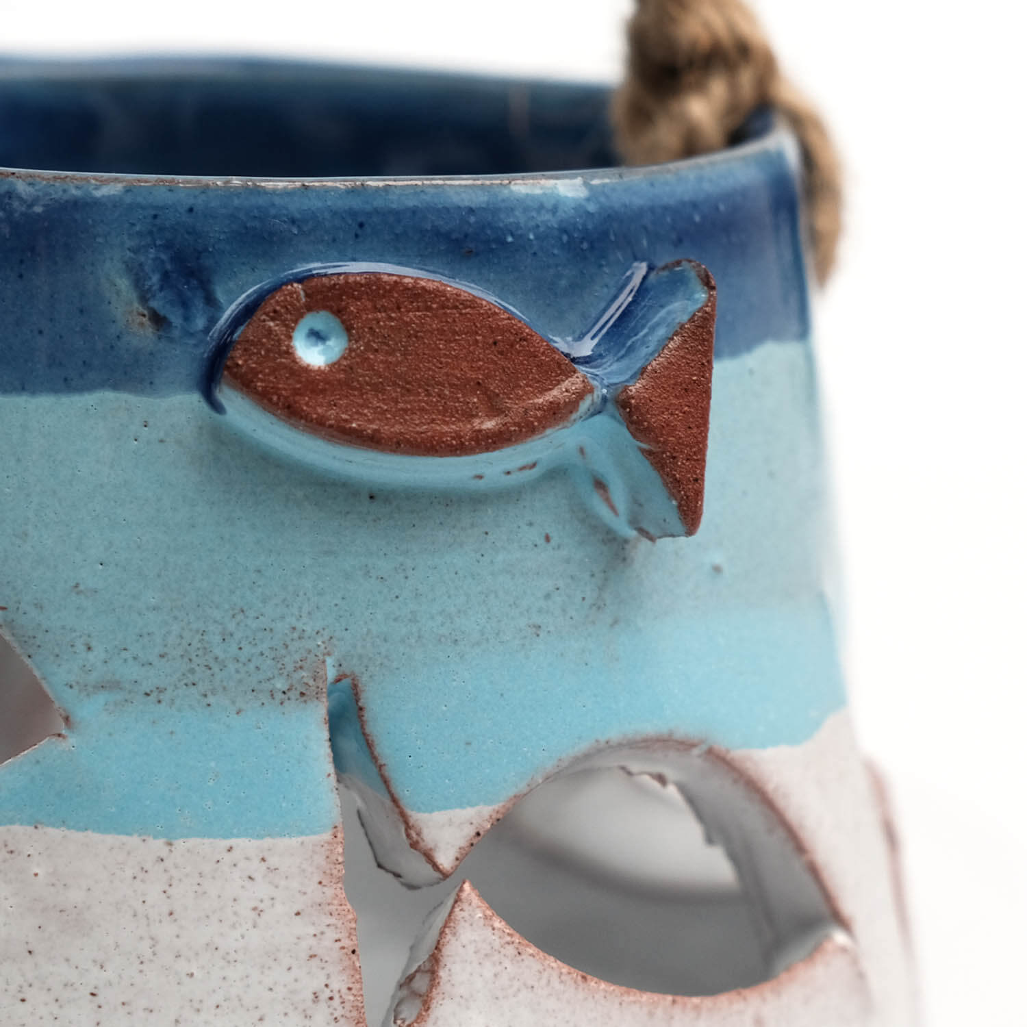 El Yapımı Balık Figürlü Mini Tealight Mumluk - Mavi