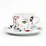 Desenli Beyaz Itır Porselen Fincan Takımı