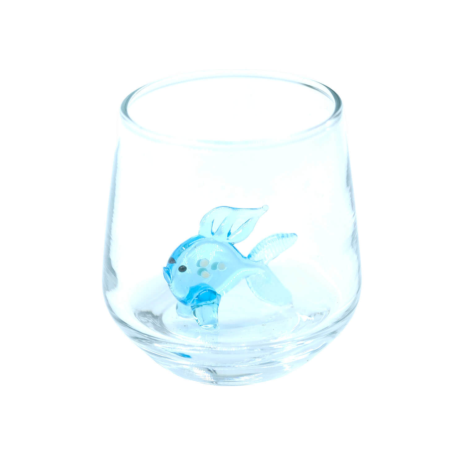 Mavi Balık Figürlü Kahve Yanı Su Bardağı