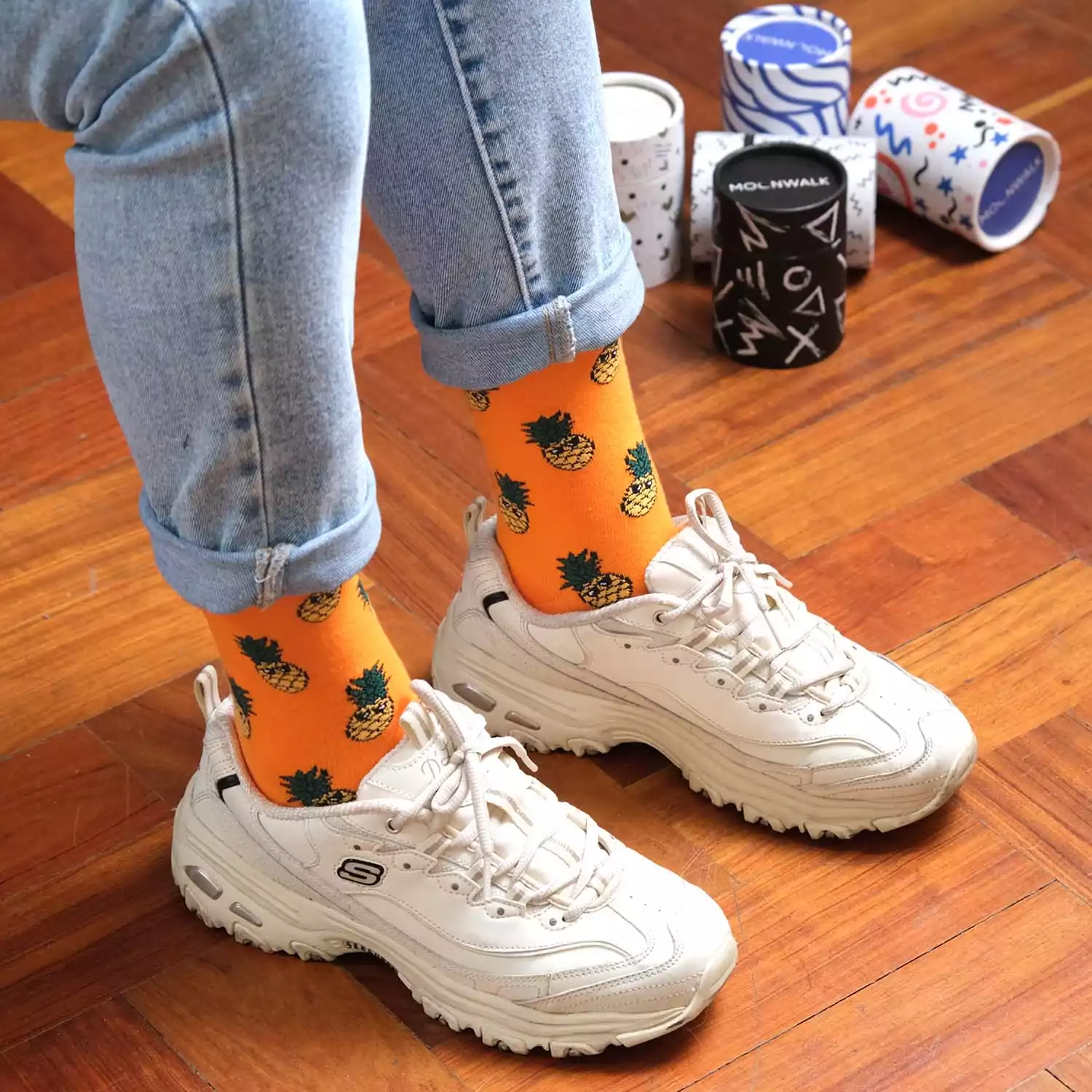 Moonwalk Sock - Gözlüklü Ananas Desenli Çorap