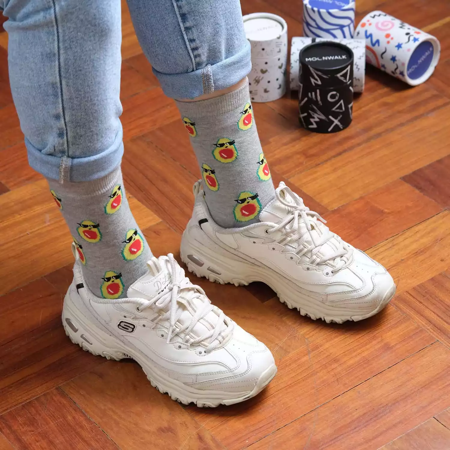 Moonwalk Sock - Gözlüklü Avokado Desenli Çorap