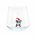 Şapkalı Panda Figürlü El Yapımı Cam Bardak