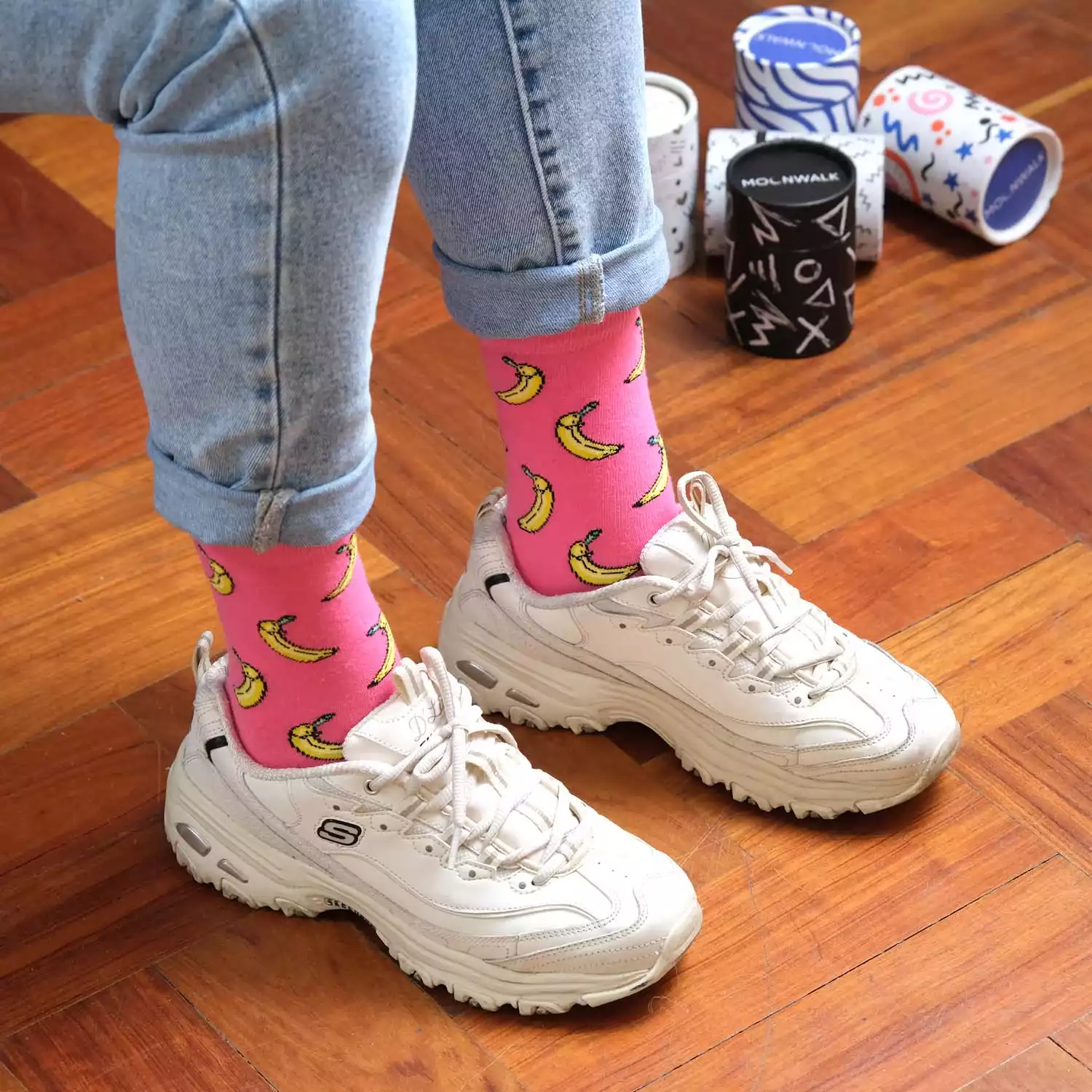 Moonwalk Sock - Gözlüklü Muz Desenli Çorap