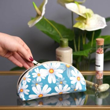 Papatya Desenli Clutch Makyaj Çantası