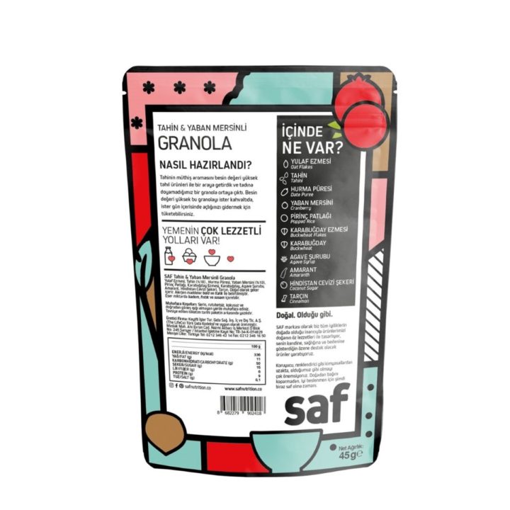 Saf - Tahin & Yaban Mersinli Granola 45 g