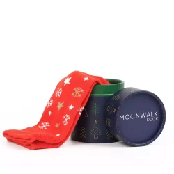Moonwalk Sock - Kırmızı Yıldız & Kar Tanesi Desenli Çorap