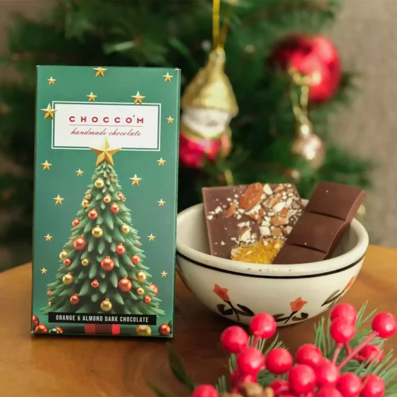 CHOCCO’M El Yapımı Portakal & Badem Bitter Çikolata - Yılbaşı Özel