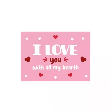 I Love You With My Hearth Motto Kartı