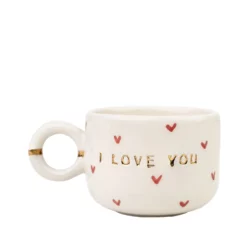 El Yapımı I Love You Baskılı Seramik Fincan