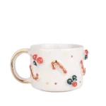 El Yapımı Yılbaşı Desenli Seramik Fincan