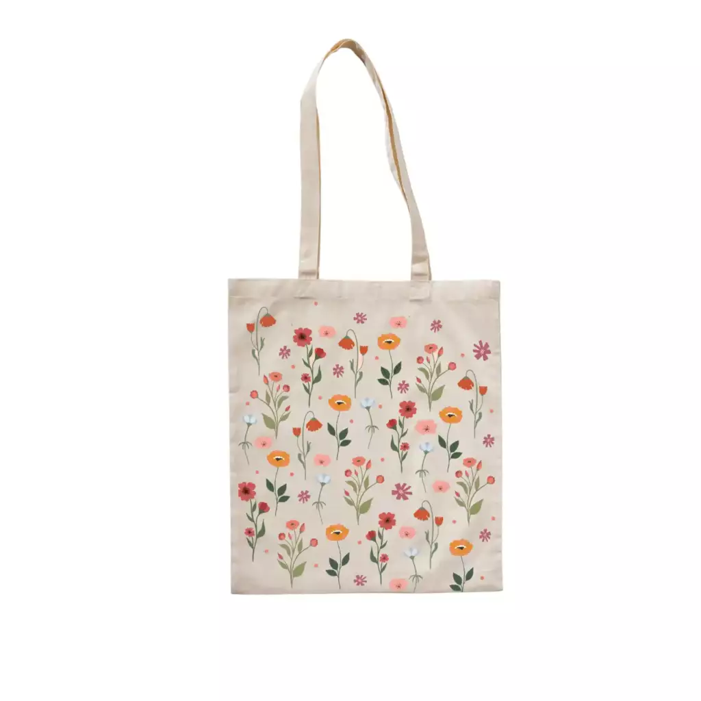 Çiçek Desenli Bez Çanta Çiçek Desenli Bez Çanta