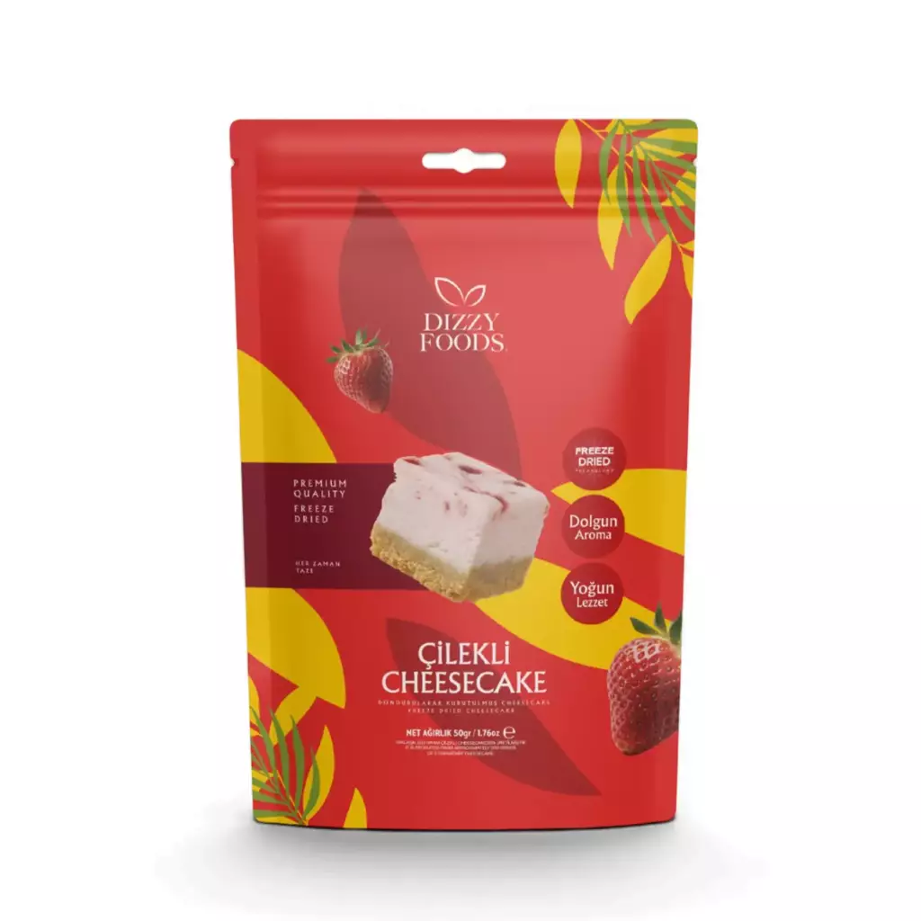 Dizzy Foods Dondurularak Kurutulmuş Çilekli Cheesecake Dizzy Foods Dondurularak Kurutulmuş Çilekli Cheesecake
