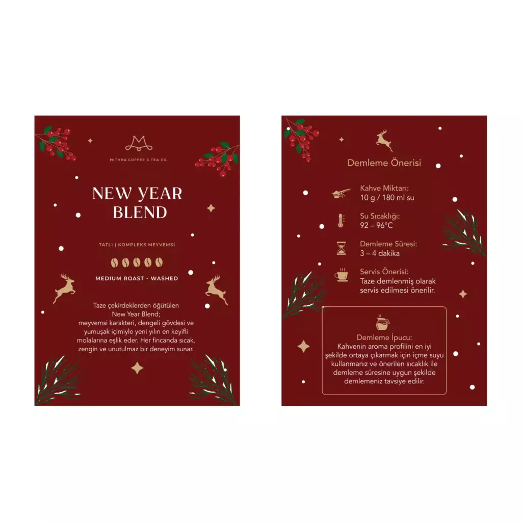 Kırmızı New Year Blend Kahve - Bilgilendirme Kartı Kırmızı New Year Blend Kahve - Bilgilendirme Kartı